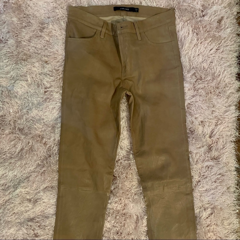 J BRAND tan colored lamb leather jeans.  Size 28